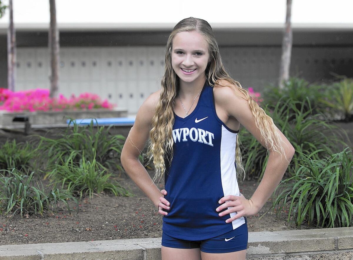Newport Harbor High senior Emma Kratzberg won the 400 meters in a school-record 56.88 seconds at the Trabuco Hills Invitational, and was fourth in the 200 in 25.78. She was named Girls’ Track Athlete of the Meet. She also has a personal-best 43.38 in the 300 hurdles, which is fourth in the state.