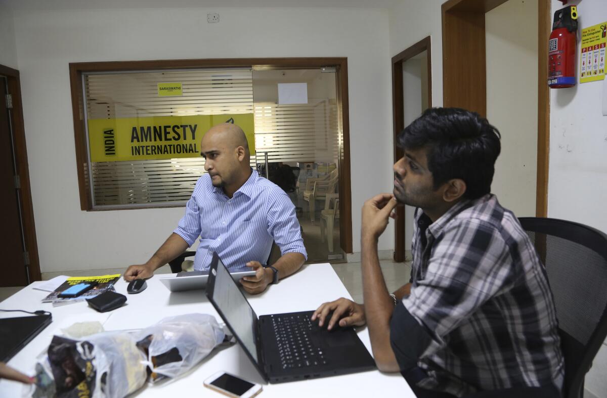 Amnesty International India employees at their headquarters in Bangalore, India.
