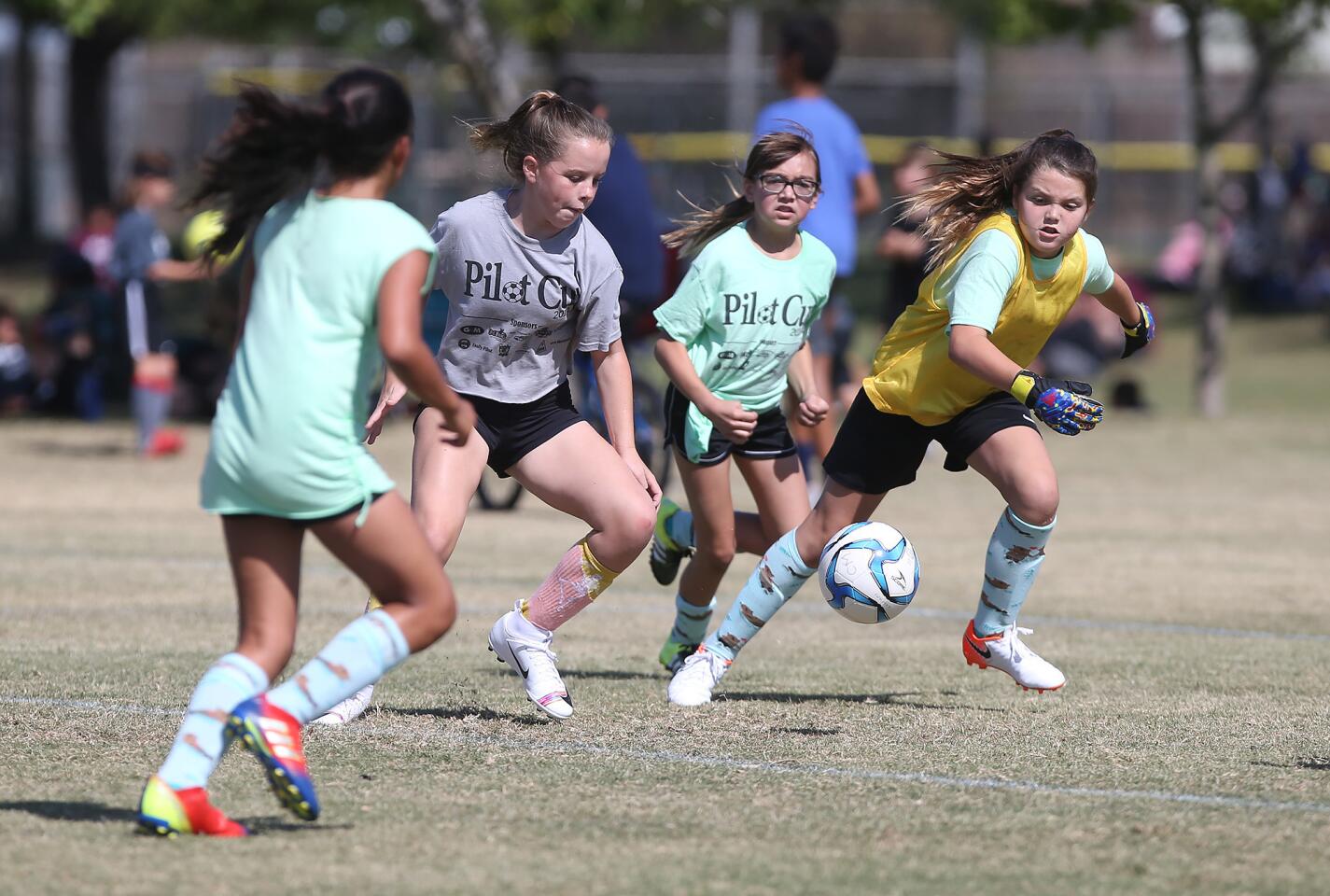 Photo Gallery: Newport Beach Our Lady Queen of Angels vs. Eastbluff in a girls’ fifth- and sixth-grade Silver Division pool-play match at the Daily Pilot Cup