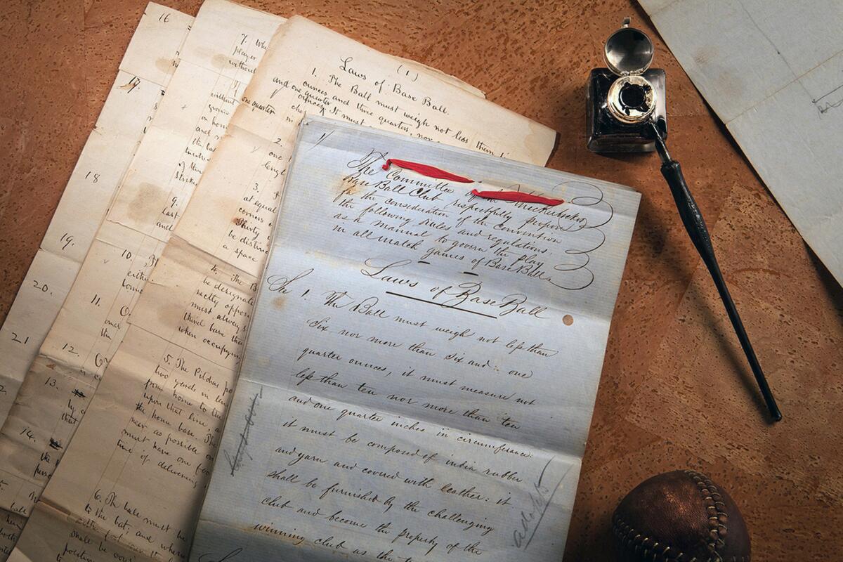 The 1857 documents titled “Laws of Base Ball.”