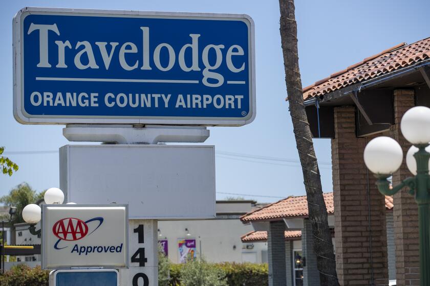 Costa Mesa, CA- June 21: The Costa Mesa City Council on Tuesday considered a $4 million commitment to transitioning the Travelodge Orange County Airport, into permanent housing through the state's third round of Project Homekey funding. Photo taken on Wednesday, June 21, 2023 in Costa Mesa CA. (Scott Smeltzer / Daily Pilot)