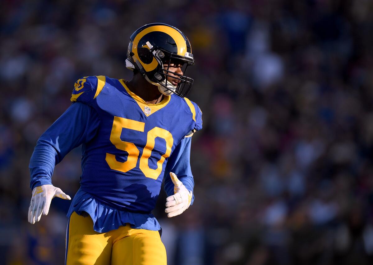 Rams linebacker Samson Ebukam is set to start against the San Francisco 49ers on Sunday.