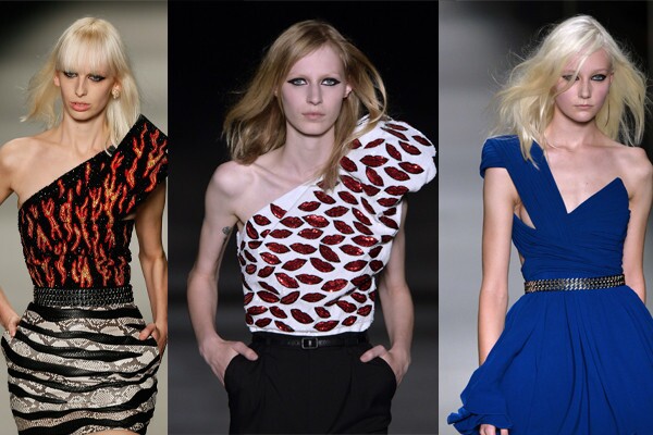 Saint Laurent features styles from the 1960s, 1970s, 1980s and 1990s during spring/summer 2014 Paris Fashion Week.