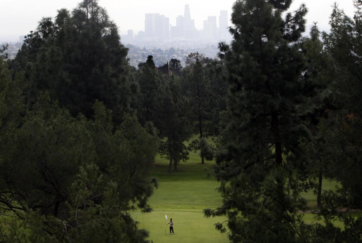 The hike starts near the nine-hole Roosevelt Municipal Golf Course, which can be seen from the first segment of the trail.