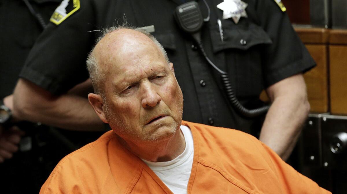 Joseph James DeAngelo, 74, who authorities suspect is the so-called Golden State Killer responsible for at least a dozen murders and 50 rapes in the 1970s and '80s, in Sacramento County Superior Court in 2018.