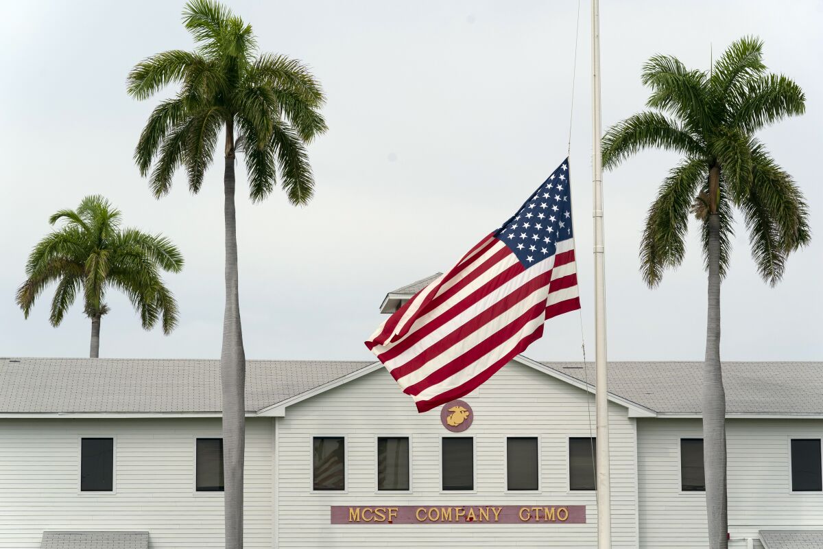 U.S. flag flying outside Guantanamo Bay Naval Base in Cuba