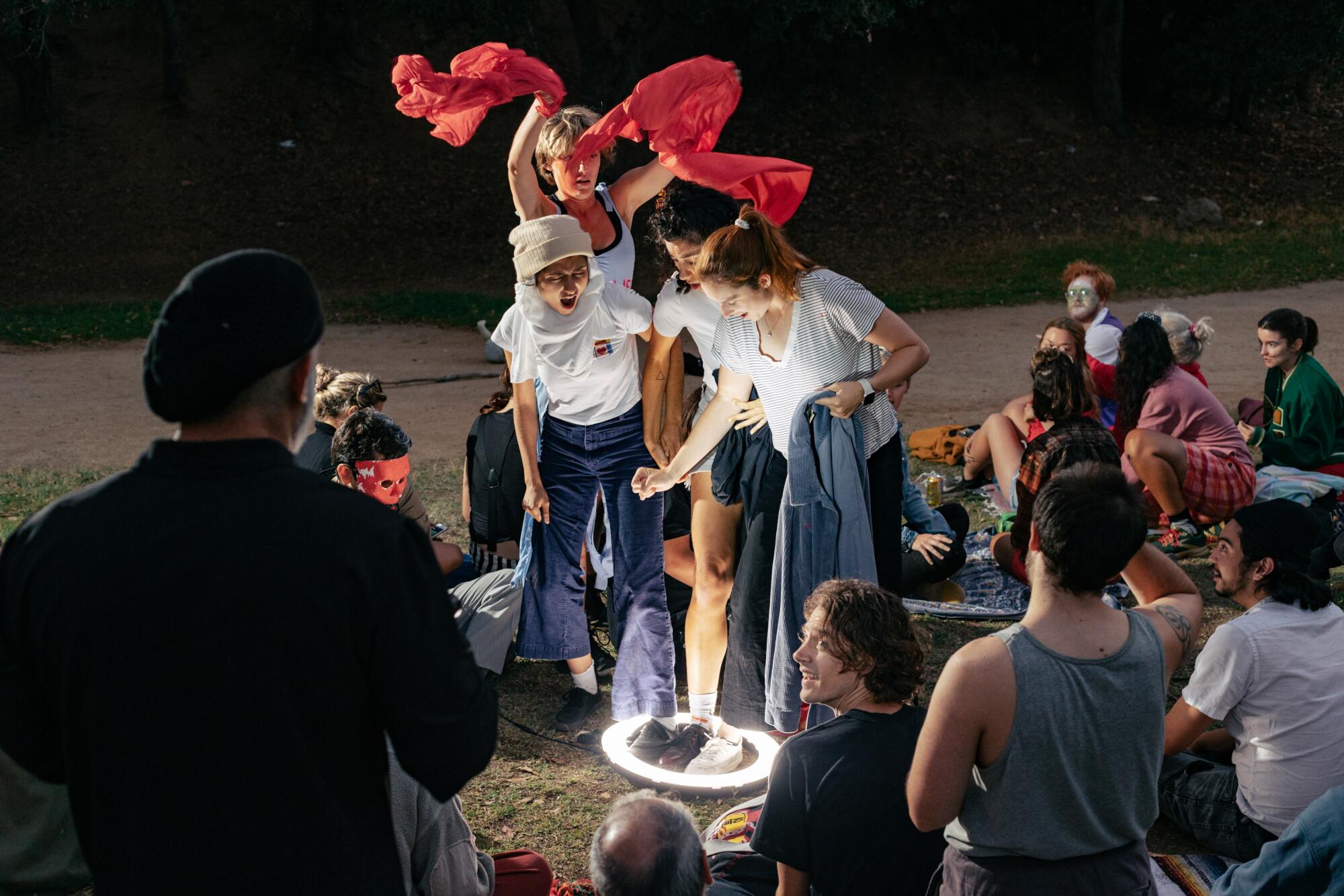 Clowns in a park