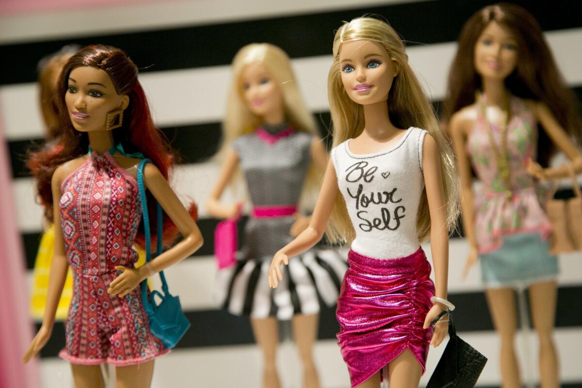 Barbie Fashionista Dolls from Mattel are displayed at a fall trade show in New York last year.