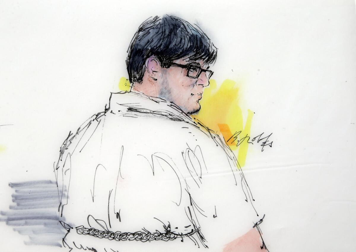 In this Dec. 21, 2015, courtroom sketch, Enrique Marquez Jr. appears in federal court in Riverside.