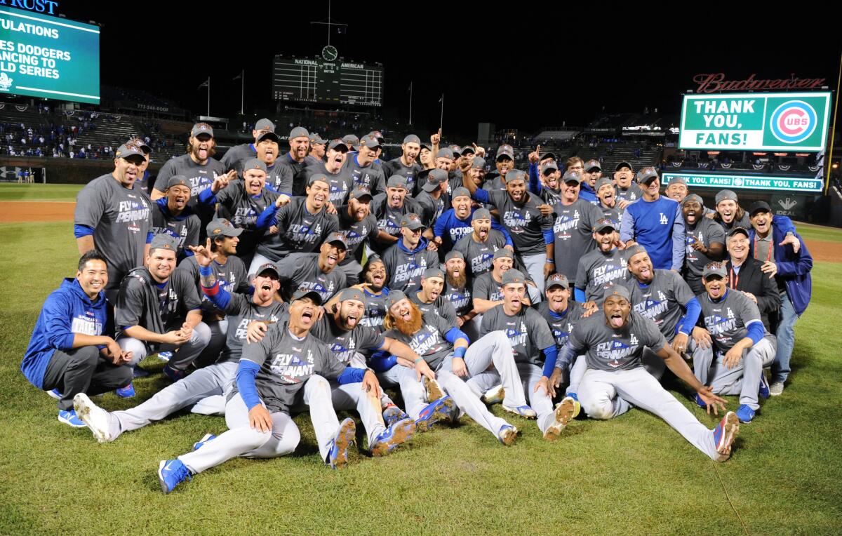 The Dodgers celebrate winning the NL pennant in 2017.