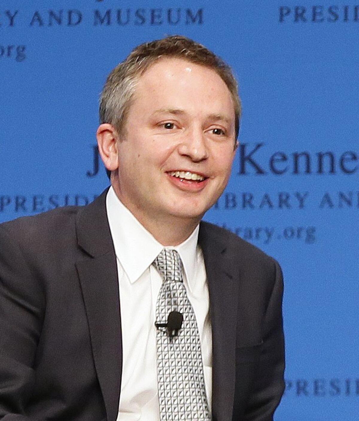 David Barron takes part in a forum at the John F. Kennedy Library in Boston in May 2013.