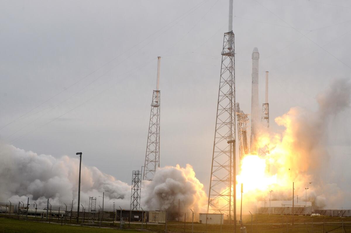 Space X's Falcon 9 rocket lifts off from Cape Canaveral, Fla., carrying its Dragon CRS3 spacecraft on a resupply mission to the International Space Station.