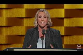 Emily’s List president Stephanie Schriock speaks at the Democratic National Convention