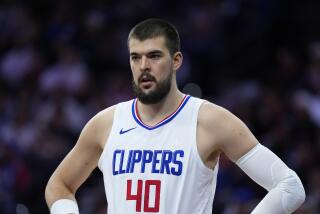 Los Angeles Clippers' Ivica Zubac plays during an NBA basketball game.