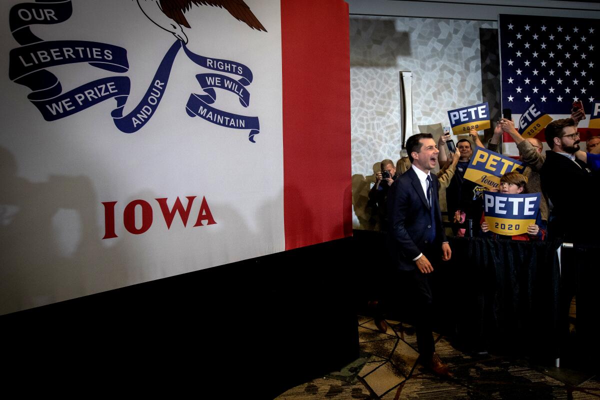 Pete Buttigieg campaigns in Ankeny, Iowa, on Thursday