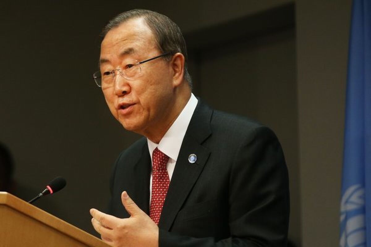 U.N. Secretary-General Ban Ki-moon warned at a news conference Tuesday that any punitive action against Syria for its alleged chemical weapons use would be illegal unless it was done in self-defense or authorized by the U.N. Security Council.