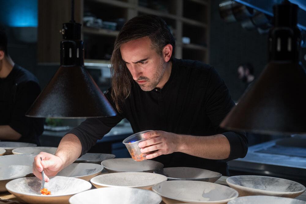 Chef Jordan Kahn prepares a course.