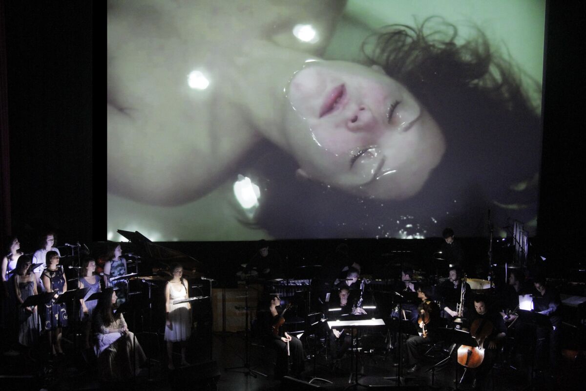 WildUp performs Ellen Reid's opera, "Winter's Child," at the Hammer Museum in 2013.