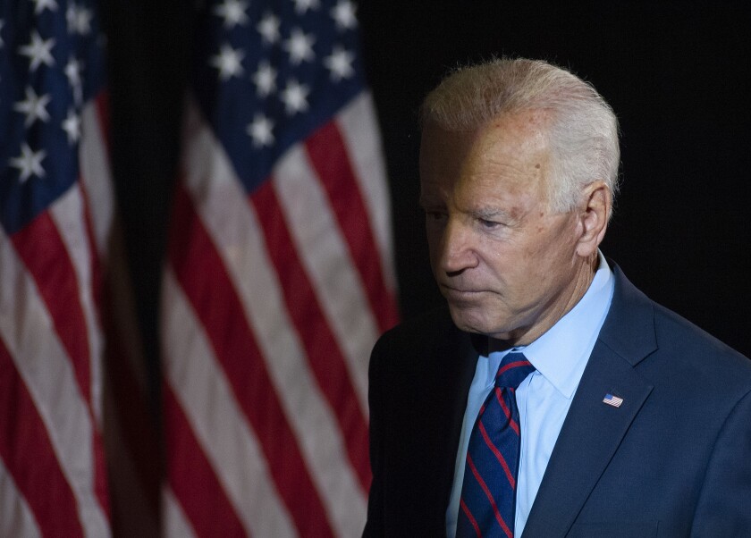 Democratic presidential candidate Joe Biden addresses the whistleblower report