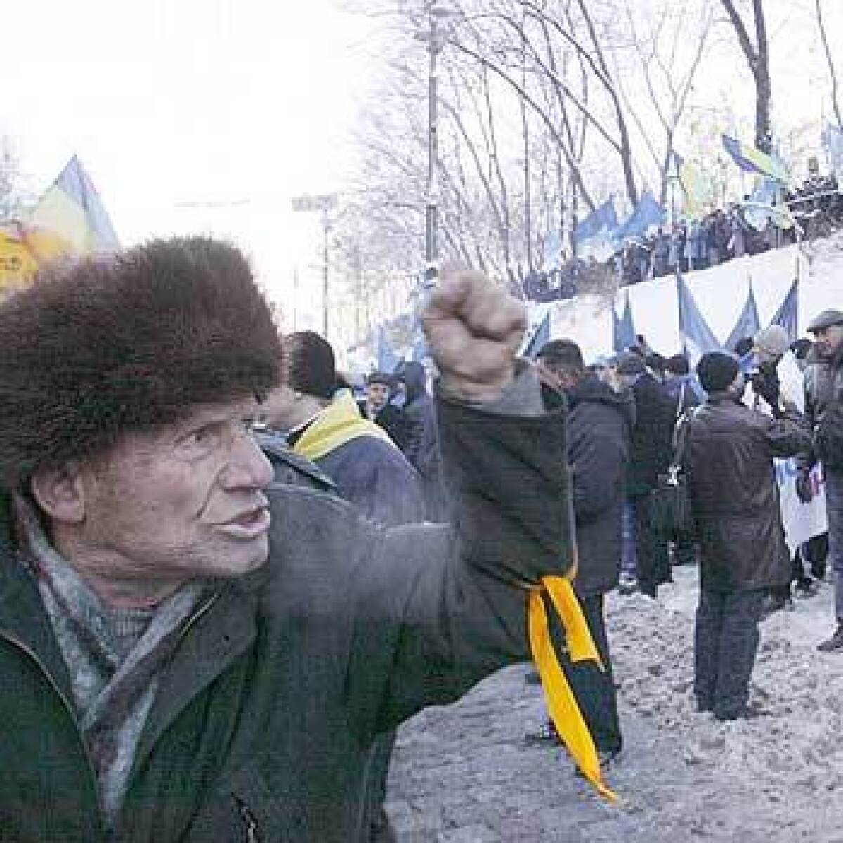 OPPOSITION: Supporters of Viktor Yushchenko, who insist he won Ukraines presidential election, protest in Kiev, the capital.