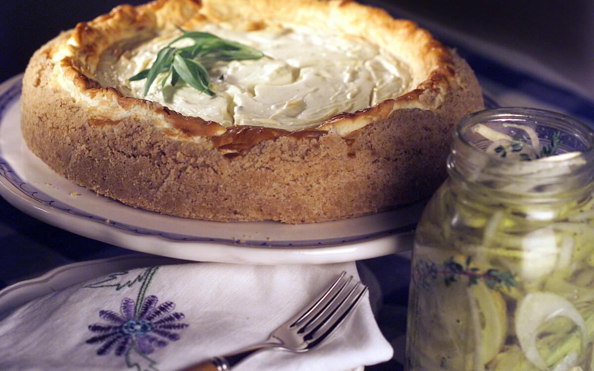 Tarragon-scented goat cheese cheesecake