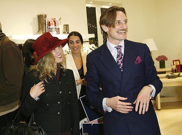 Hamish Bowles, shown with Kimberly Brooks, was at the Oscar de la Renta boutique on Melrose Place for a book-signing. Bowles, Vogue magazine's European editor at large, wrote the introduction to "The World in Vogue: People, Parties, Places," which showcases the key social figures, actresses and models who have populated the magazine's pages over the last four decades.