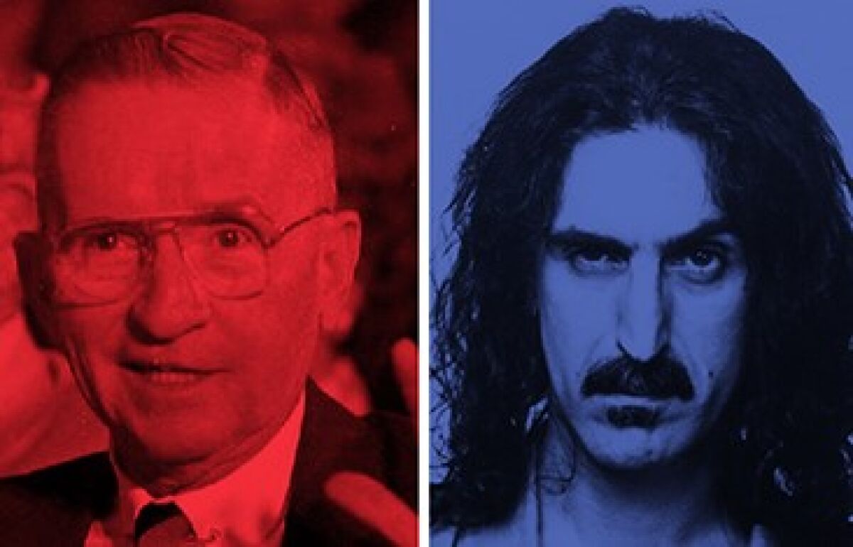 H. Ross Perot (left) and Frank Zappa, White House running mates? In 1991, that is exactly what former San Diegan Zappa had in mind. 