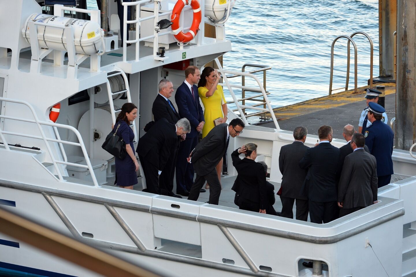 William and Kate depart from the Sydney Opera House by boat for a trip to Admiralty House in Sydney.