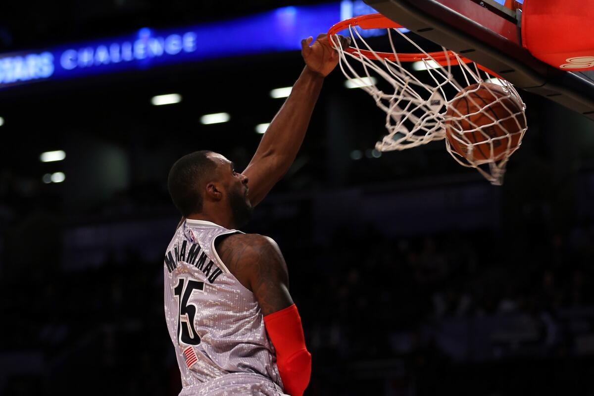 Shabazz Muhammad of the U.S. Team dunks during the Rising Stars Challenge on Friday night at the Barclays Center in Brooklyn.
