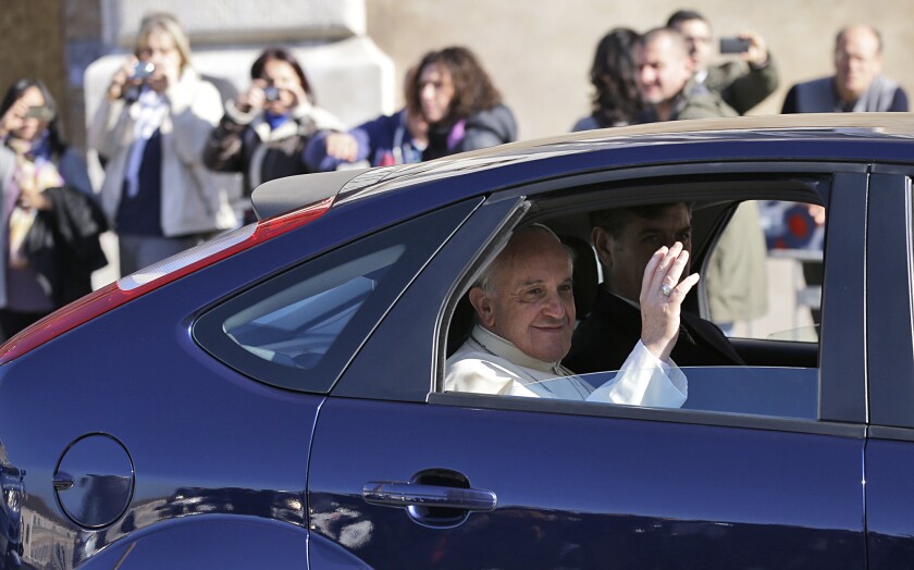 Pope Francis, leaving Italy's presidential palace, has made it a habit to travel modestly and without the usual tight security cordon that protected his predecessors. A leading Italian prosecutor, Nicola Gratteri, has warned that the pope could be targeted by the 'Ndrangheta mafia family for his anti-corruption crusading, which is threatening the mob bosses' collaboration with local priests.