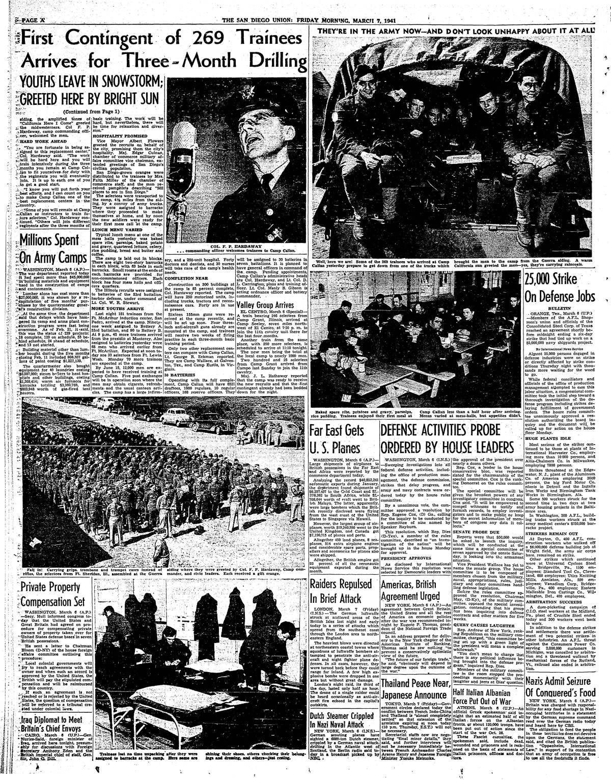 Pages from the San Diego Union newspaper
