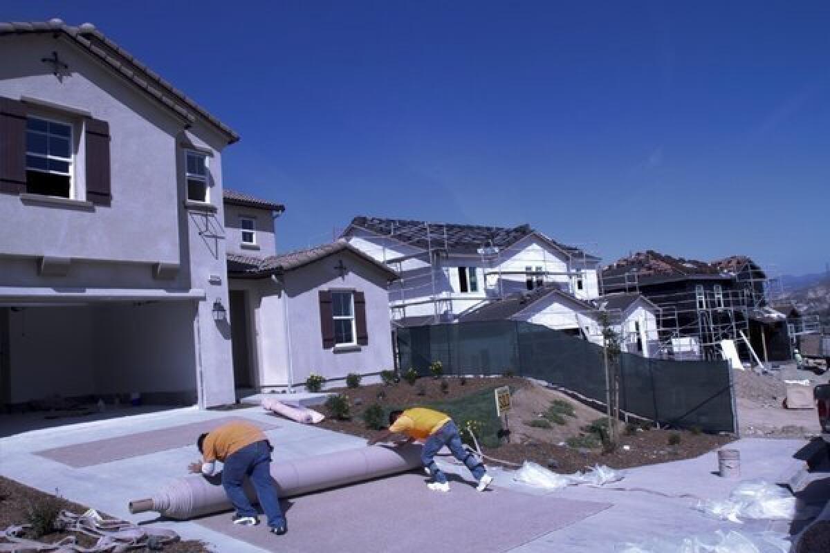 A new house is under construction by KB Home in Santa Clarita.