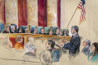 This artist sketch depicts the scene in the Supreme Court as the justices hear arguments about the Colorado Supreme Court's ruling that former President Donald Trump should be removed from the primary ballot, Thursday, Feb. 8, 2024, in Washington. Jonathan Mitchell, right, a former Texas solicitor general, argues on behalf of former President Donald Trump, as Shannon Stevenson, the solicitor general of Colorado, sits behind Mitchell, before arguing on behalf of Colorado's secretary of state. Listening from left are Justice Amy Coney Barrett, Justice Neil Gorsuch, Justice Sonia Sotomayor, Justice Clarence Thomas, Chief Justice John Roberts, Justice Samuel Alito, Justice Elena Kagan, Justice Brett Kavanaugh and Justice Ketanji Brown Jackson. (Dana Verkouteren via AP)