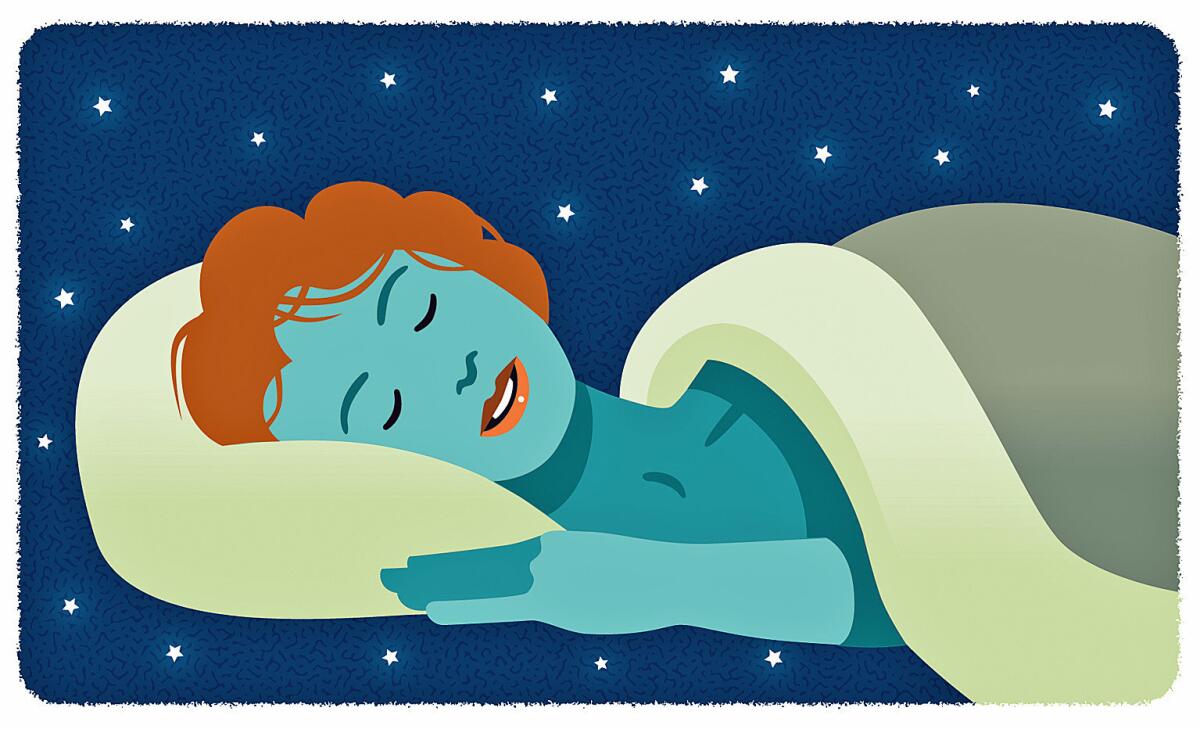 Illustration of a sleeping woman against a starry background