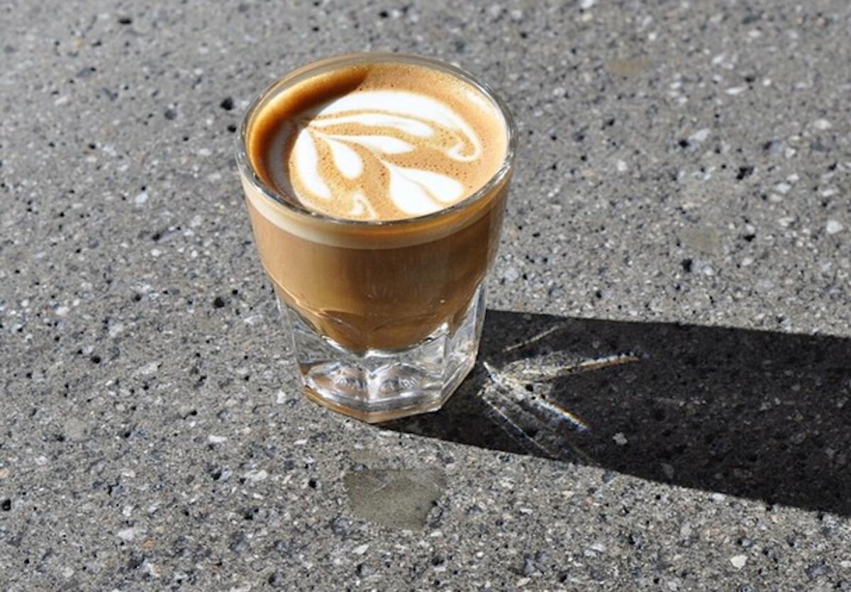 A cortado at G&B: The B is for Charles Babinski, who just came in second in the World Barista Championship.