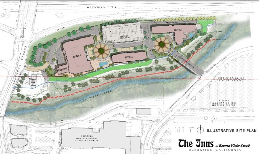 The planned layout of the inns on Buena Vista Creek