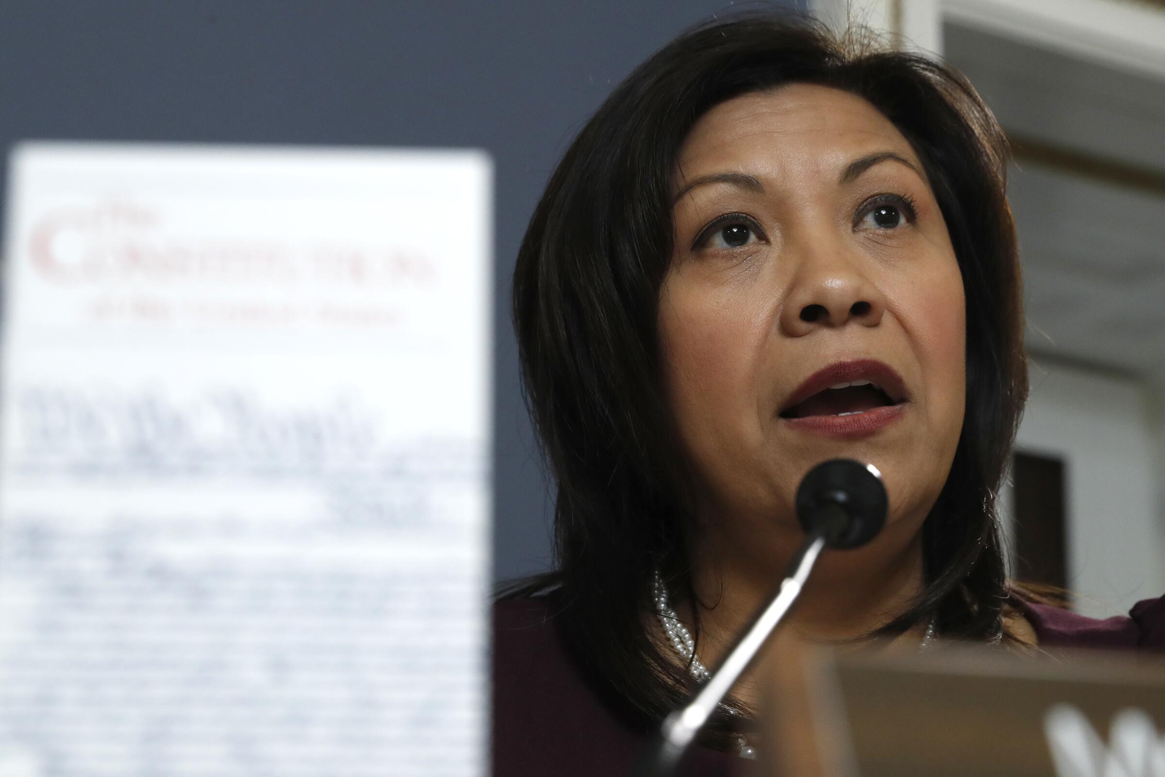 U.S. Rep. Norma Torres argues against an amendment during a House Rules Committee meeting.
