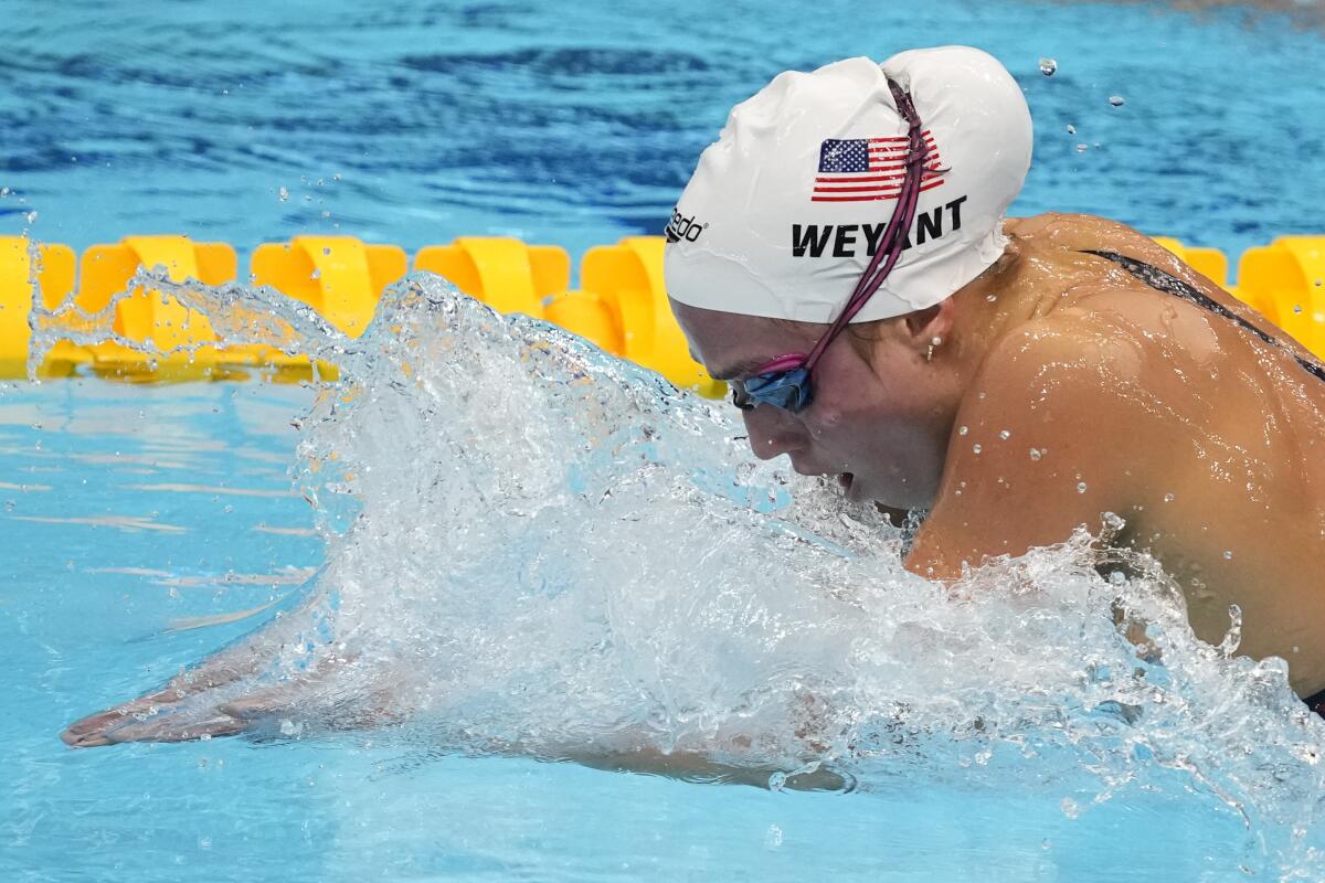 Emma Weyant competes in the women's 400-meter individual medley at the Tokyo Olympics on Sunday.
