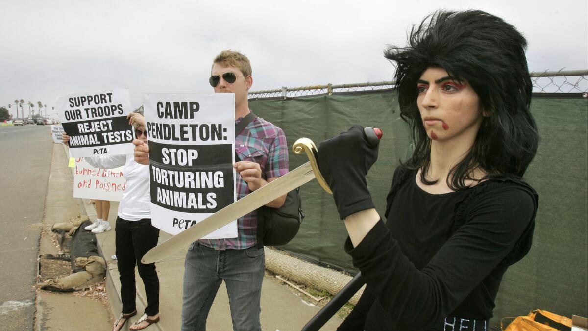 Nasim Aghdam during a protest at Camp Pendleton in 2009.