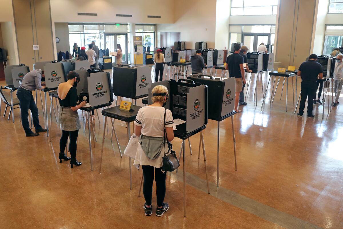 Voters make their ballot selections at OASIS Senior Center.