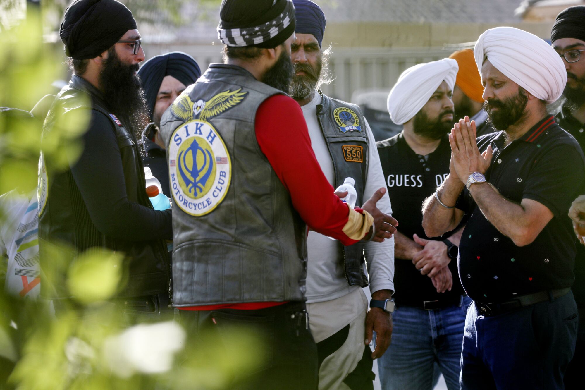 Members of Sikh Motorcycle Club USA pay their respect and condolences to Rana Singh Sodhi