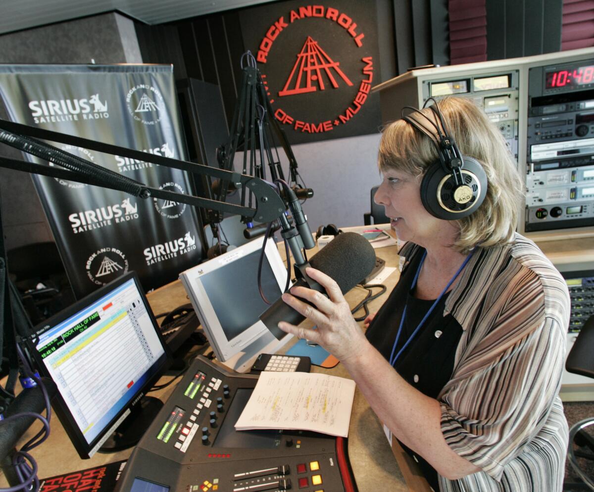 Sirius Satellite Radio DJ Dusty Street begans her first live broadcast from the Rock and Roll Hall of Fame and Museum.