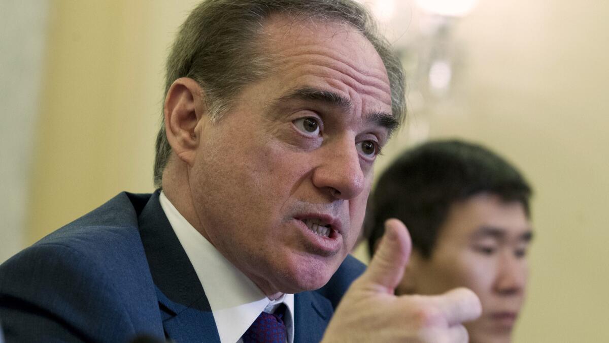 Veterans Affairs Secretary David Shulkin testifies in Washington in March. In a New York Times op-ed Thursday, he blasts a "toxic" and "subversive" environment in Washington that made it impossible for him to lead.