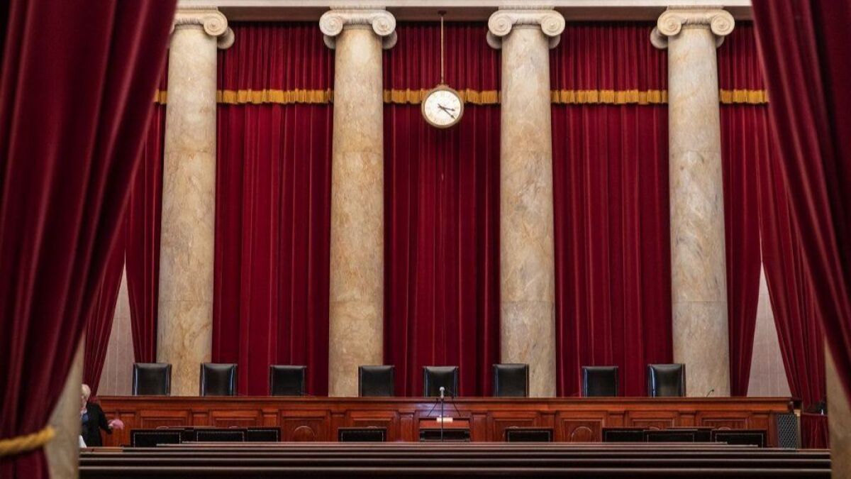 The interior of the U.S. Supreme Court in Washington.