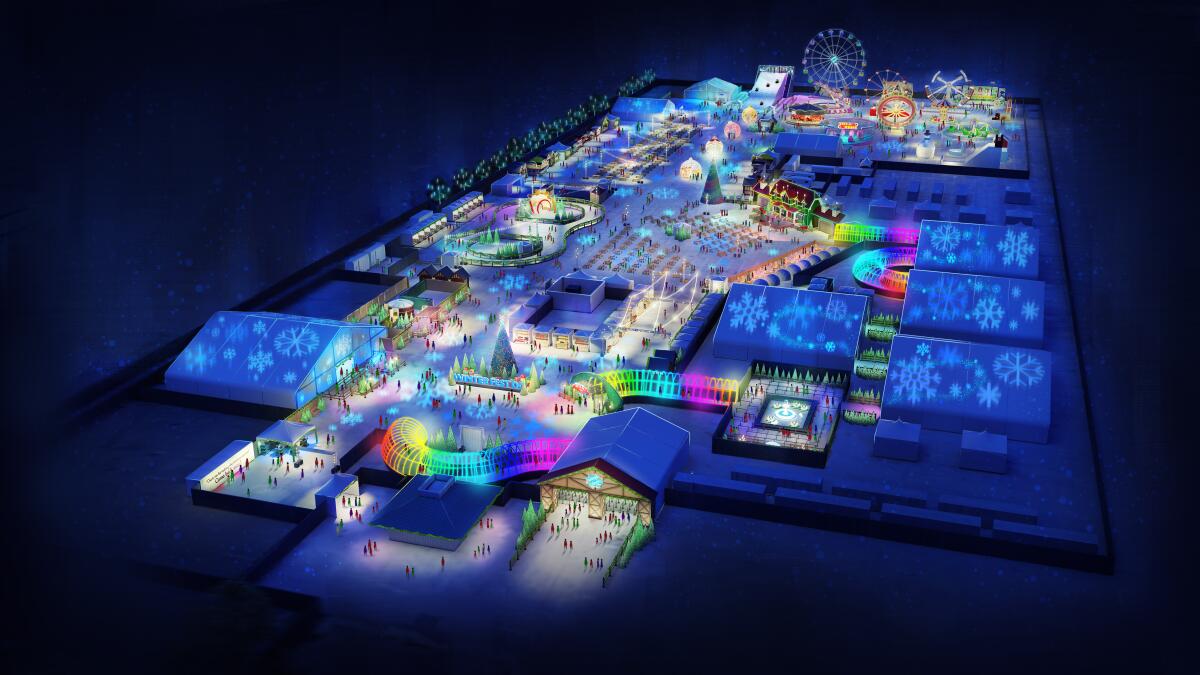 This rendering shows an overhead map of Winter Fest O.C., which returns to the fairgrounds in Costa Mesa beginning Friday.