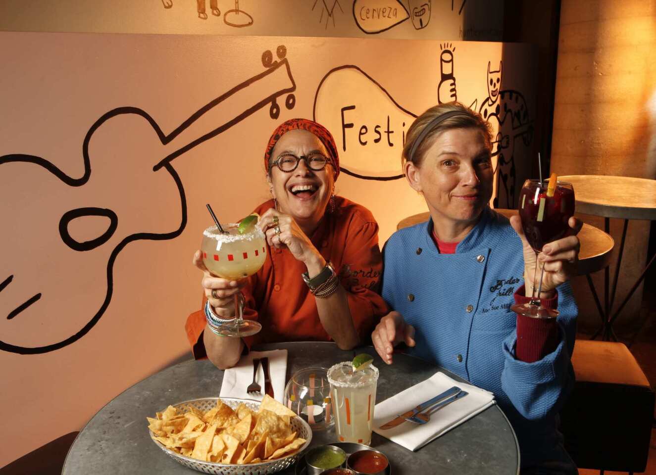 Susan Feniger, left, and Mary Sue Milliken are the celebrity chef-owners behind the food, dinnerware and ambience at Border Grill.