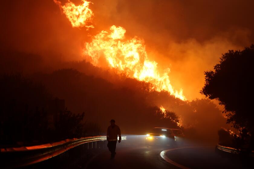 Orange County, California September 10, 2024-The Airport Fire burns along Ortega Highway in the Santa Ana Mountains Tuesday. (Wally Skalij/Los Angeles Times)