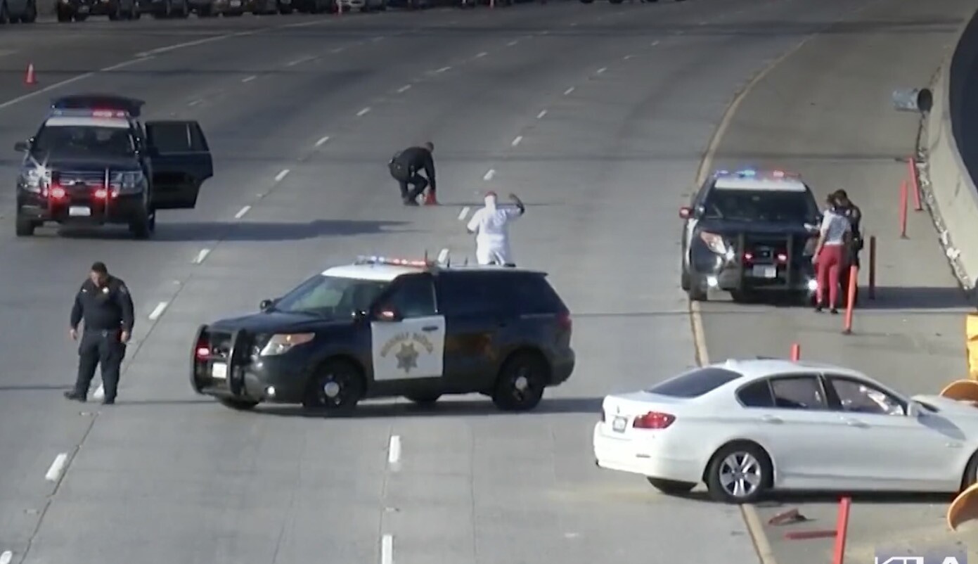 Authorities investigate two shootings on the 605 Freeway. One man was wounded