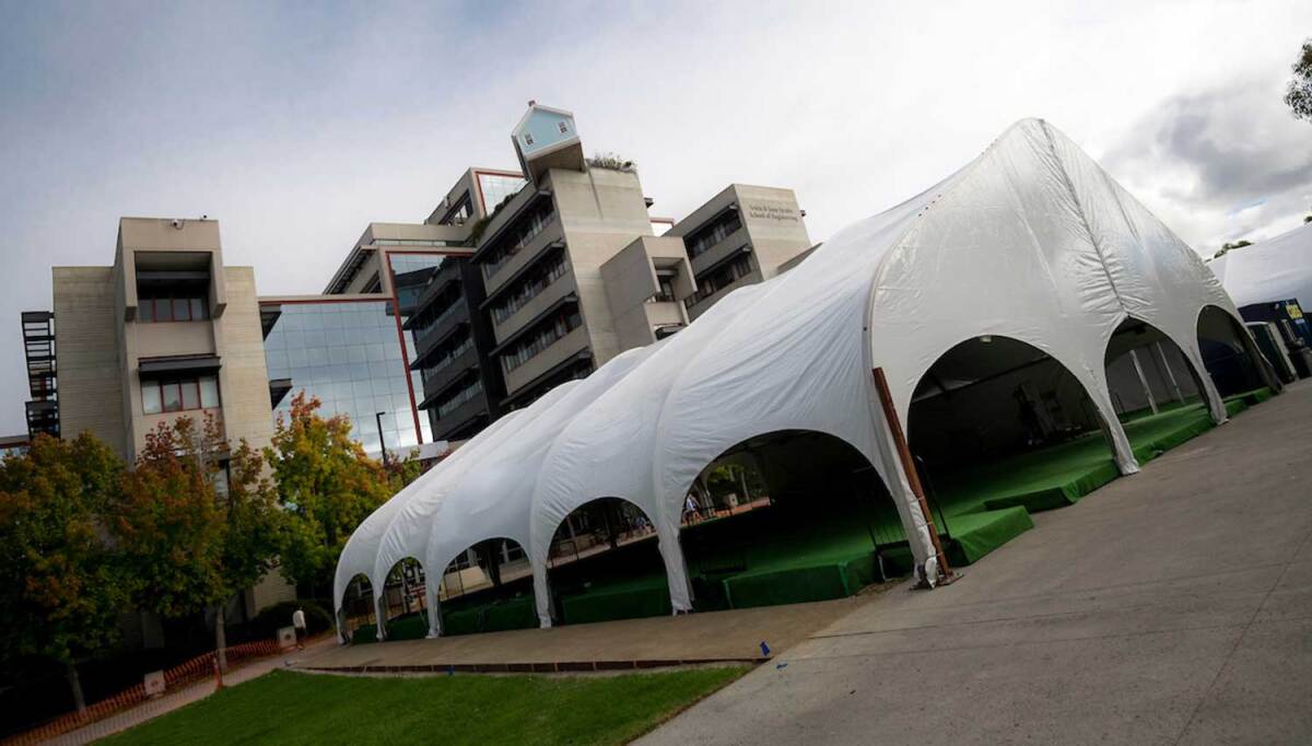 UCSD has erected tents where in-person classes will be held.