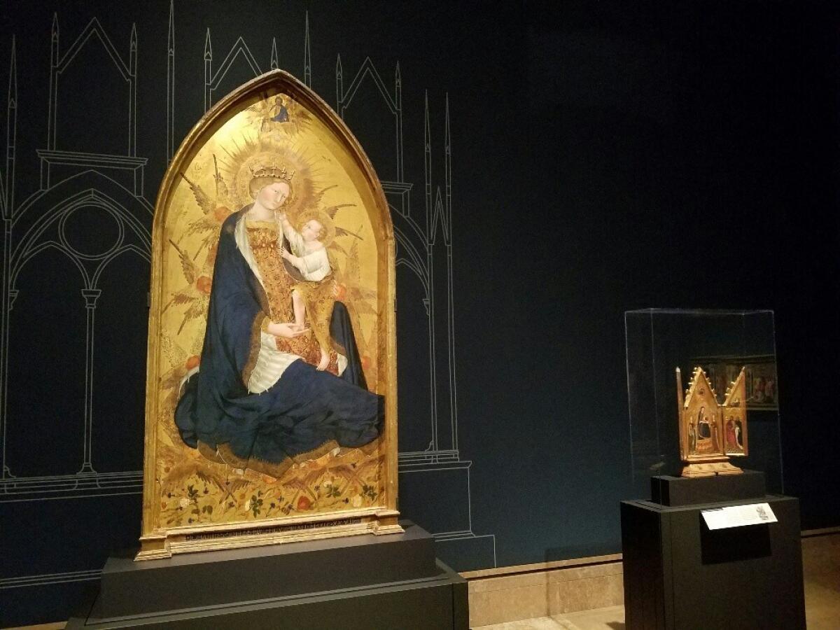 A chapel altarpiece and a private devotional altar anchor the Giovanni di Paolo exhibition. (Christopher Knight / Los Angeles Times)